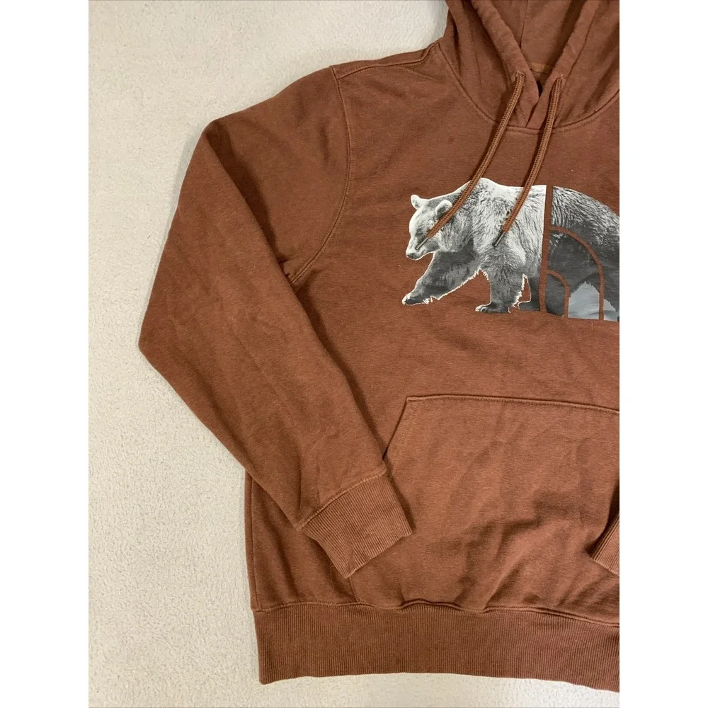 The North Face Hoodie Men's Small Bear Long Sleeve Pullover Sweater Brown‎